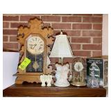 GROUP INCLUDING WOOD MANTLE CLOCK 22.5 IN, ANGEL L