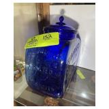 BLUE GLASS MR PEANUT  JAR