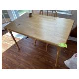 WOODEN DINING TABLE, 47 IN X 30 IN X 30 IN AND 4 S