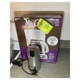 MR COFFEE COFFEE MAKER, NIB AND COFFEE GRINDER