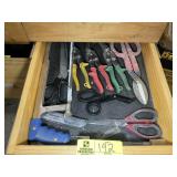 DRAWER WITH ASSORTED SHEERS, SNIPS AND CHISELS