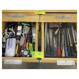 TWO DRAWERS CONTAINING MISC FILES, PULLERS, AND FO