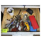 DRAWER CONTAINING MISC HAND TOOLS, PLYERS, HAMMER,