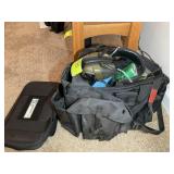 BAG WITH MISC GUN CLEANING SUPPLIES, NOISE CANCELI