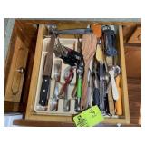 DRAWER WITH  MISC FLATWARE AND KITCHEN UTENSILS