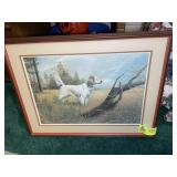 FRAMED AND MATTED PRINT, HUNTING DOG THEMED, RJ MC