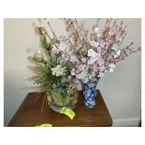 GROUP OF ARTIFICIAL FLOWERS AND VASES