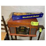 WOODSTOCK UKULELE AND CROSLEY CD RECORDER, CASSETT