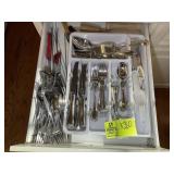 TWO DRAWERS CONTAINING MISC FLATWARE, SPATULAS, SK