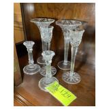 GROUP OF GLASS CANDLE STICKS