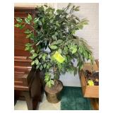 ARTIFICIAL TREE WITH BRASS COLORED POT, APPROX 56