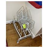 GROUP OF MISC RACKS, SHOE, STORAGE, AND TOTE BAGS,