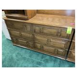 6 DRAWER DRESSER WITH HEXAGON MIRROR, 52 IN X 19 I