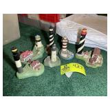 GROUP OF SPOONTIQUES LIGHTHOUSE FIGURINES