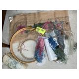 GROUP INCLUDING GROSS STITCHING HOOPS, SUPPLIES, E