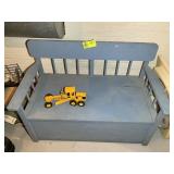 WOODEN BENCH WITH STORAGE, INCLUDES CONTENTS, 42 I