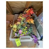 GROUP OF WREATHS WITH ARTIFICIAL FLOWERS AND LEAVE