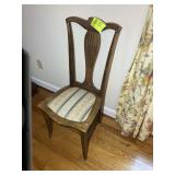 VINTAGE WOODEN CHAIR WITH UPHOLSTERED SEAT, 17 IN