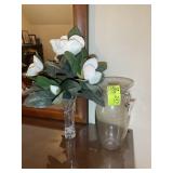 DECORATIVE VASES AND ARTIFICIAL FLOWERS, LARGE VAS