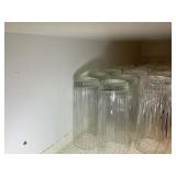 SHELF WITH MISC GLASS DRINKING GLASSES