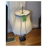BLUE AND WHITE TABLE LAMP, 30 IN TALL