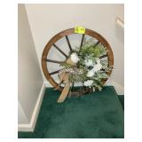 DECORATIVE WAGON WHEEL, FLORAL DECOR, 30 IN DIAMET