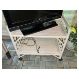 BAMBOO AND RATTAN ROLLING TV CART, 30 IN X 18 IN X