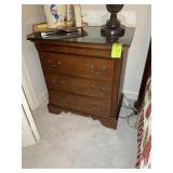 SUMTER CABINET CO, 3 DRAWER NIGHT STAND WITH GLASS
