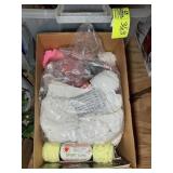 TOTE WITH BLANKETS, AFGHANS, AND YARN, TO BE REMOV