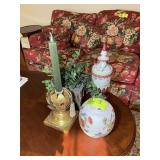 GROUP OF DECORATIVE ITEMS CANDLE HOLDER 19 IN, ART