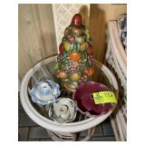 GROUP OF SIGNED LOCAL POTTERY, BOWL, CANDLE HOLDER