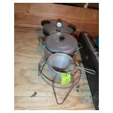 GROUP WITH PRESSURE POT, STOCK POTS, AND CONE STRA