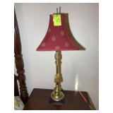 PAIR OF TABLE LAMPS WITH PINEAPPLE, RED COLORED SH