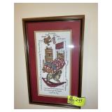 FRAMED AND MATTED CROSS STITCH, 