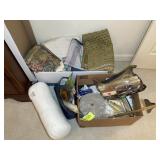 BOX CONTAINING MISC SEWING SUPPLIES, RULERS, SQUAR