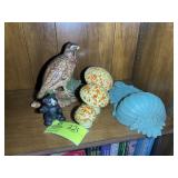 RIGHT SIDE OF SHELF CONTAINING DECORATIVE ITEMS, M