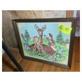GROUP OF FRAMED WALL ART, DOGS AND DEER THEMED