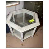 GLASS TOP TABLE, 22 IN X 24 IN