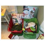 TWO TOTES WITH MISC CHRISTMAS Dï¿½COR