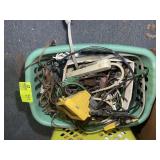 LAUNDRY BASKET WITH ASSORTED EXTENSION CORDS AND W
