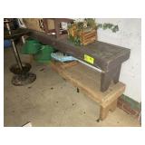 TWO WOODEN BENCHES, 75 IN X 12 IN X 13 IN, NO CONT