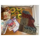 PAIR OF ENTRY RUGS, ONE WITH SUNFLOWERS