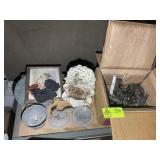 GROUP OF DECORATIVE ITEMS AND VINTAGE CABINET PULL