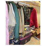 LARGE GROUP OF MENS AND WOMENS CLOTHING ITEMS, CAR