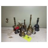 GROUP OF BRASS COLORED BELLS