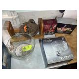 GROUP OF SERVING DISHES, CRYSTAL, AND HEN ON NEST