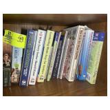 SHELF WITH MISC BOOKS, VARIOUS TITLES AND AUTHORS,