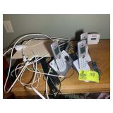 GROUP OF AT AND T CORDLESS PHONES AND TV ANTENNAS