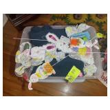 TOTE WITH MISC HOLIDAY THEMED DECORATIONS