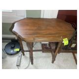 WOODEN 6 LEGGED TABLE, 34 IN X 20 IN X 28.5 IN, NO